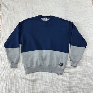 Vintage Russell Athletic Blank Crewneck Sweatshirt XL Made USA Colorblock 90s